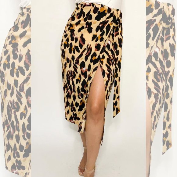 Leopard Print Wrap Skirt - Picture 1 of 3